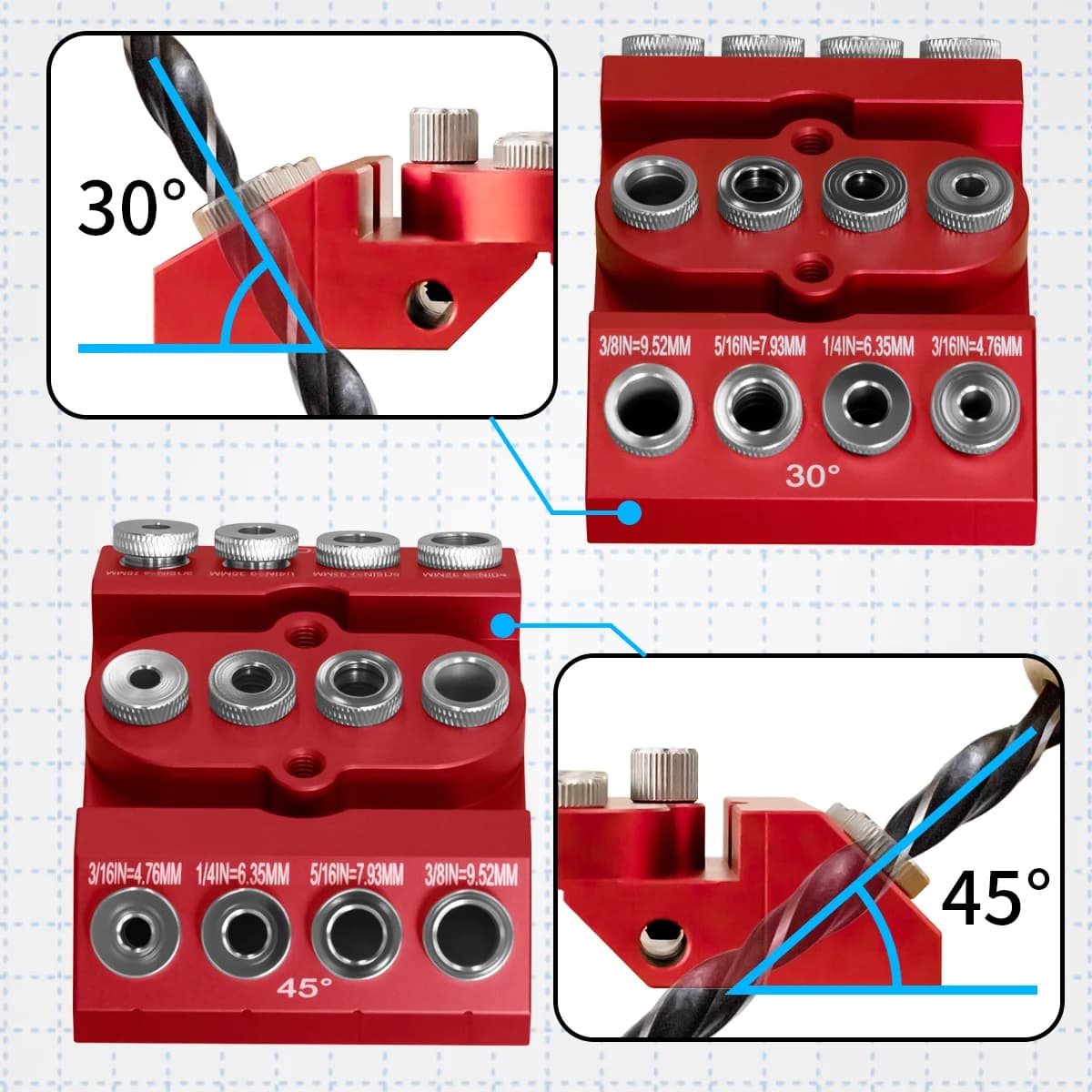 Multi-Angle Aluminum Pocket Hole Jig Kit