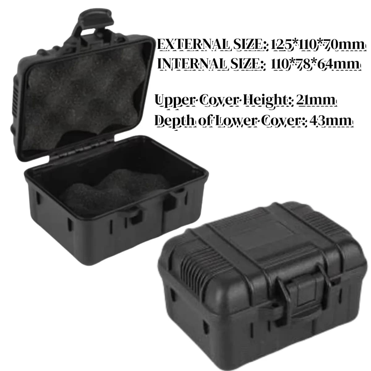 Portable Mini Plastic Toolbox with Foam, 125x112x70mm