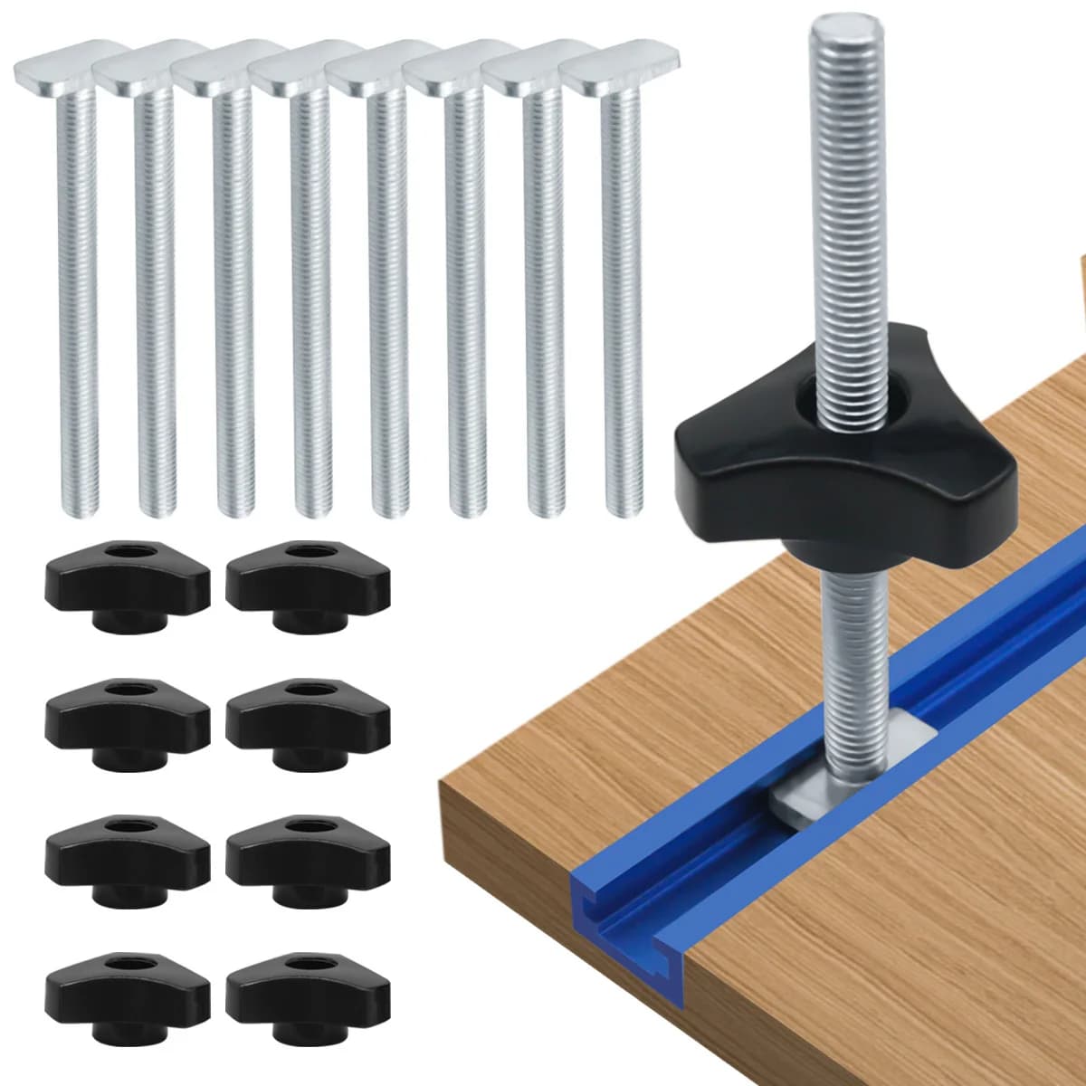 8 Pack T Bolt Knob Kit for 1/4 Inch T-Track