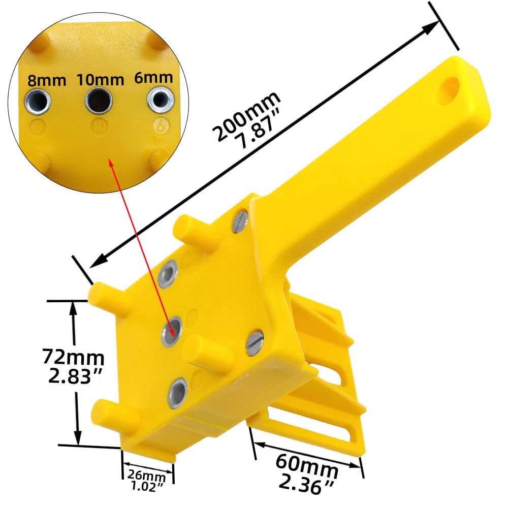 Woodworking Dowel Jig with Metal Sleeves, 6/8/10mm