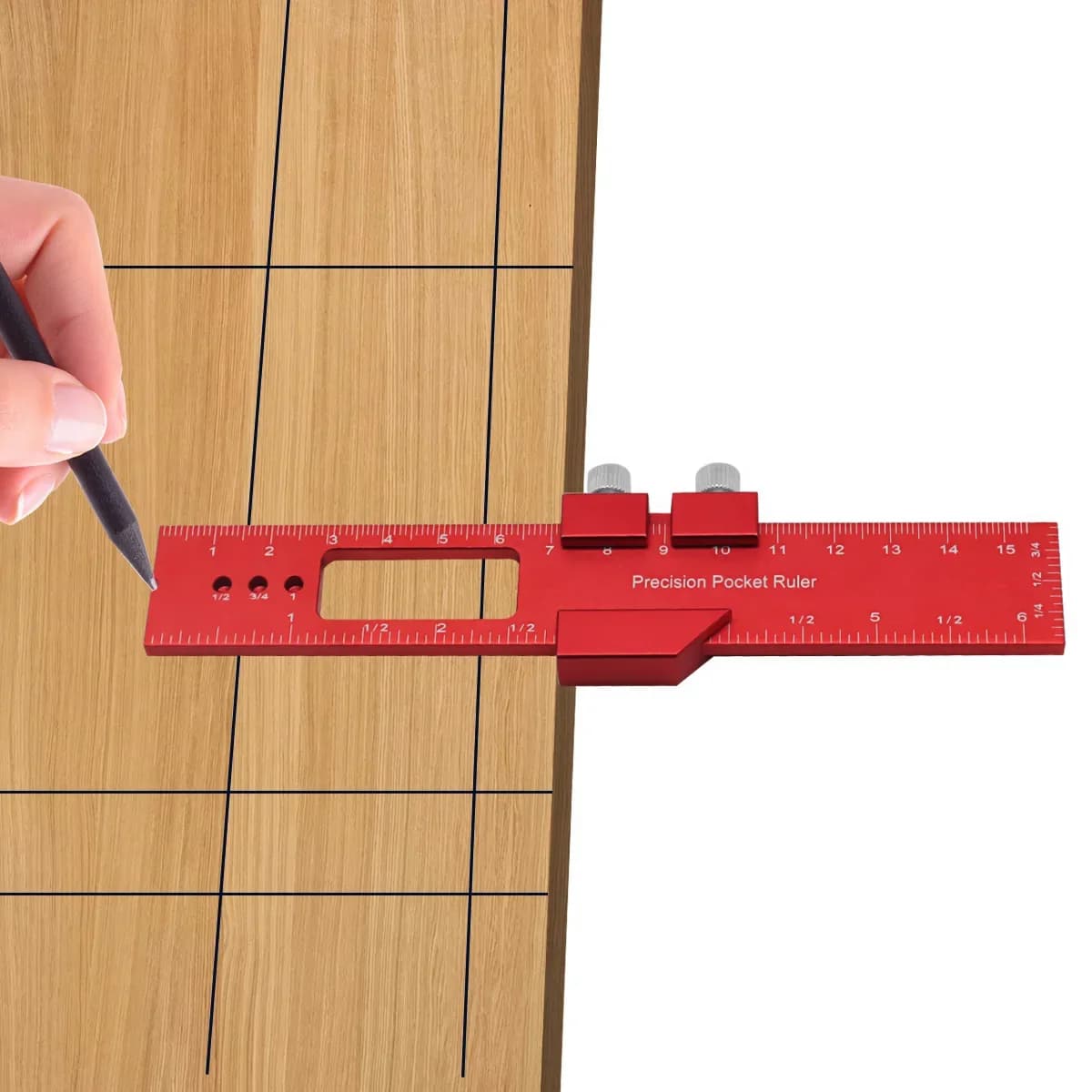 Precision Pocket T-Type Scribing Ruler with Slide Stop