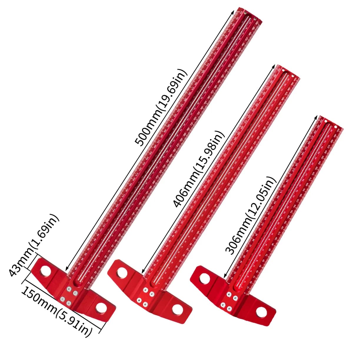 Precision Aluminum T-Ruler Scribing Marking Gauge, 60-500mm