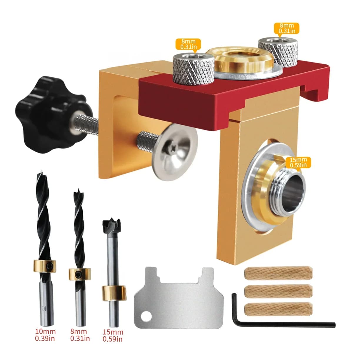 3-in-1 Adjustable Dowel Jig Drill Kit for Woodworking