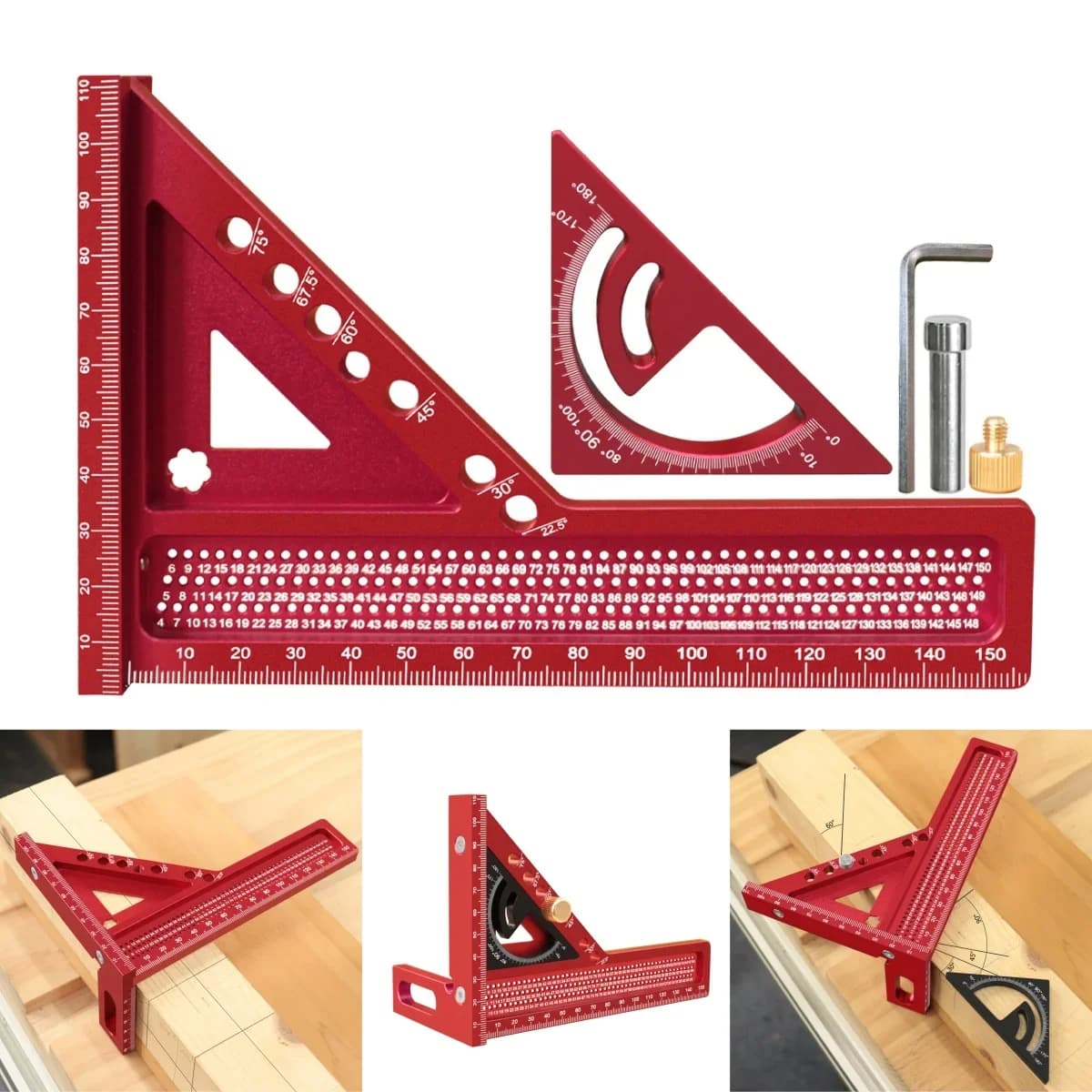 2-in-1 Carpentry Set Square and Triangle Ruler