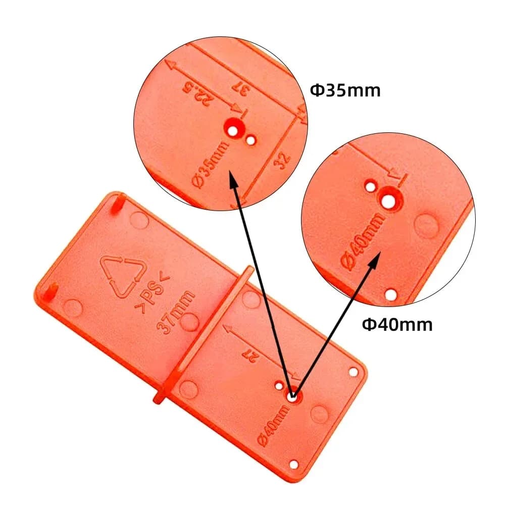 Hinge Hole Drilling Guide Template, 26/35/40mm