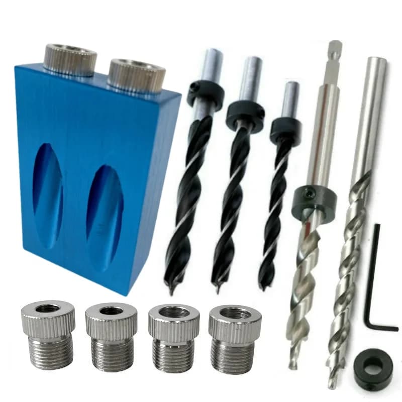 Woodworking Pocket Hole Jig Kit, 6/8/10mm Guides