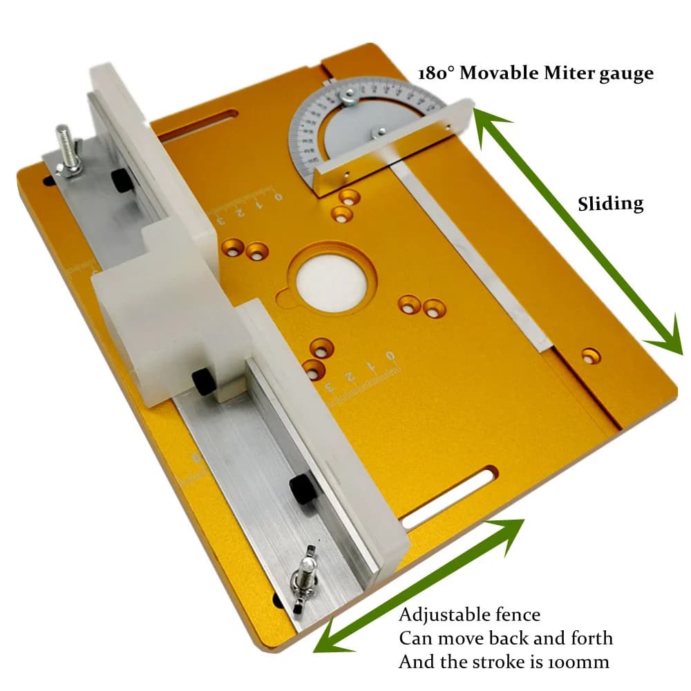 Universal Aluminum Router Table Insert Plate with Miter Gauge
