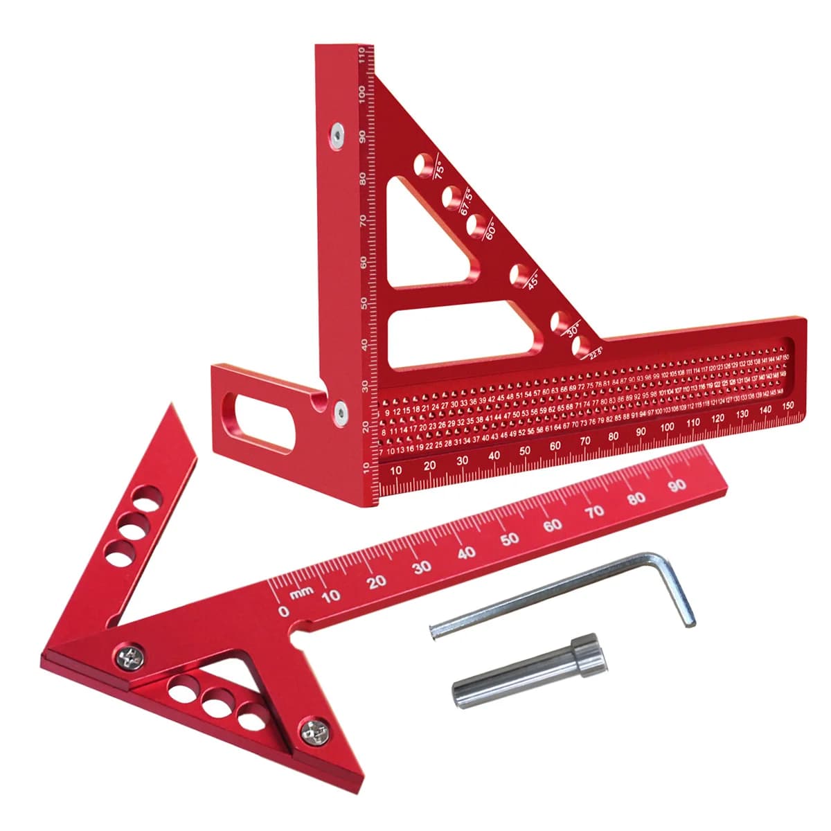 2-Pack Metric Woodworking Triangle Ruler and Scriber