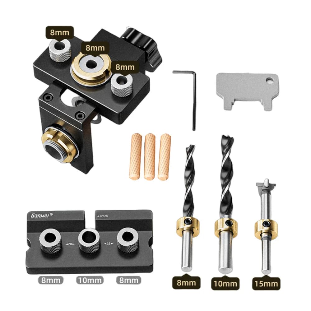 3-in-1 Woodworking Doweling Jig Kit with Bits