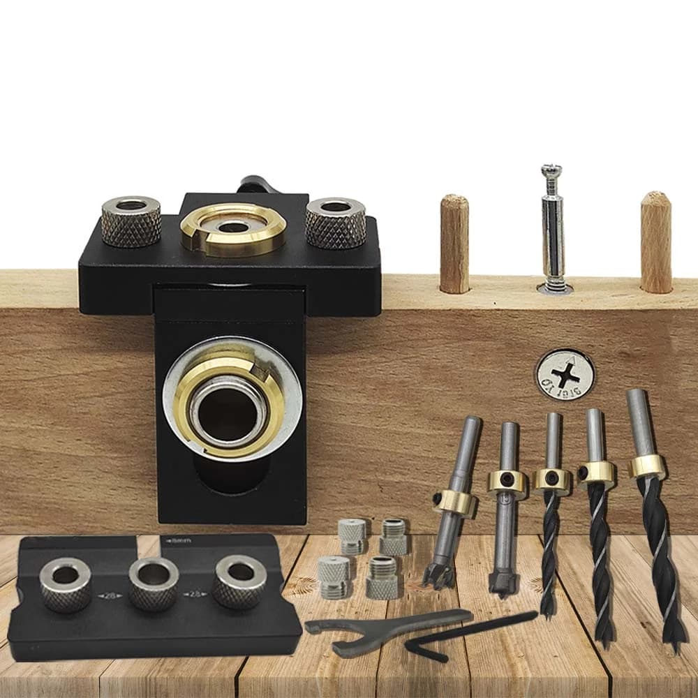 3-in-1 Adjustable Woodworking Drilling Guide and Doweling Jig