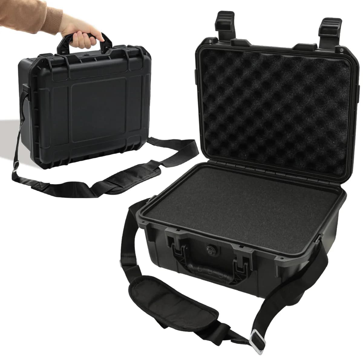 Hard Equipment Case with Crossbody Strap