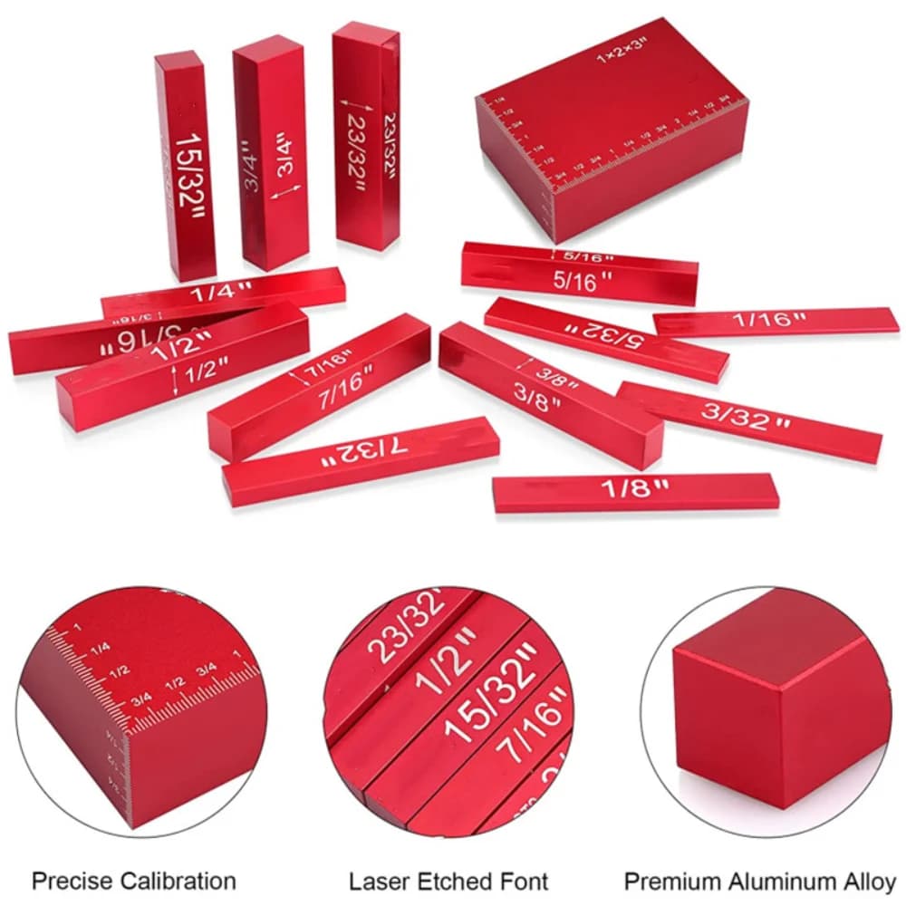 15-Piece Precision Aluminum Setup Block Height Gauge