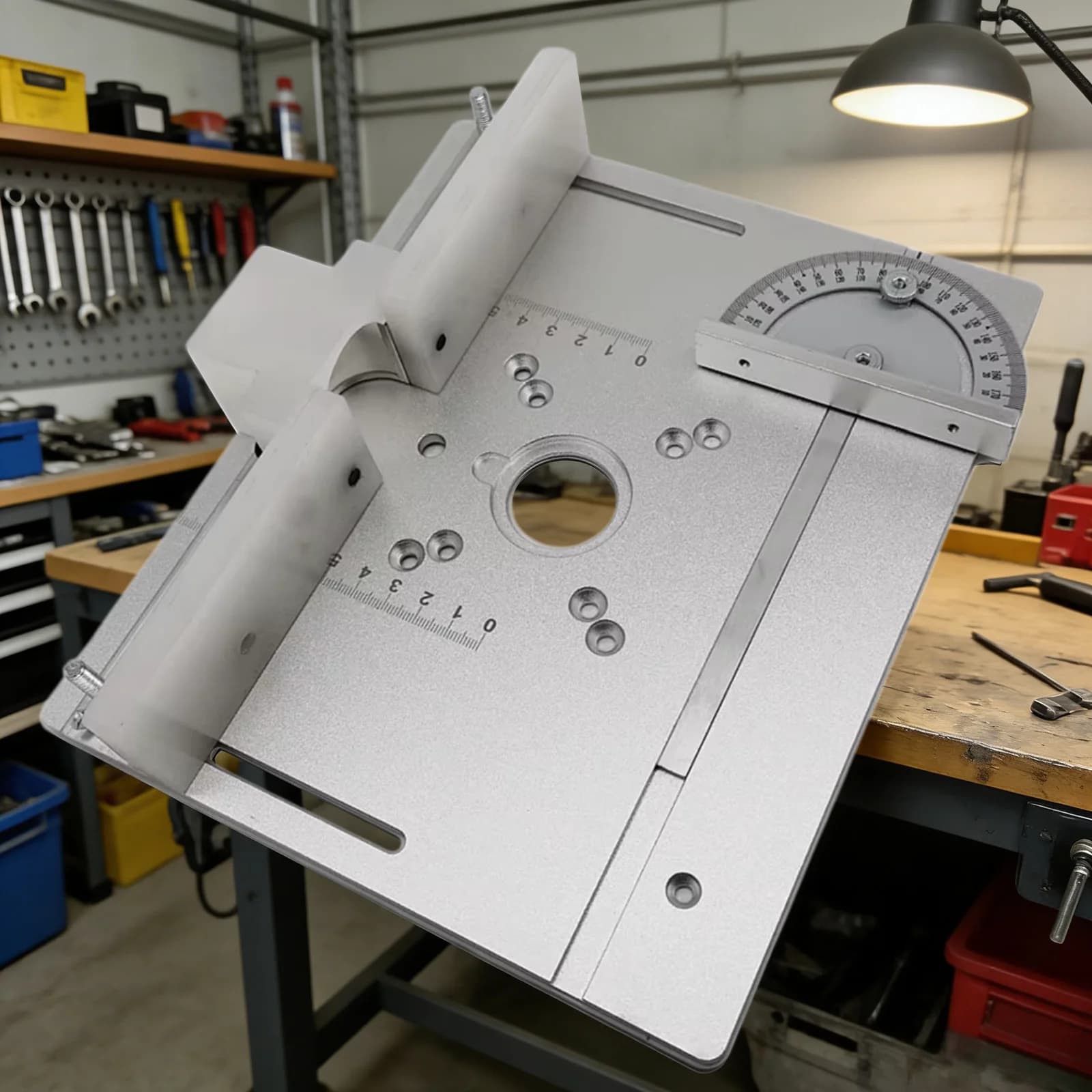 Universal Aluminum Router Table Insert Plate with Miter Gauge