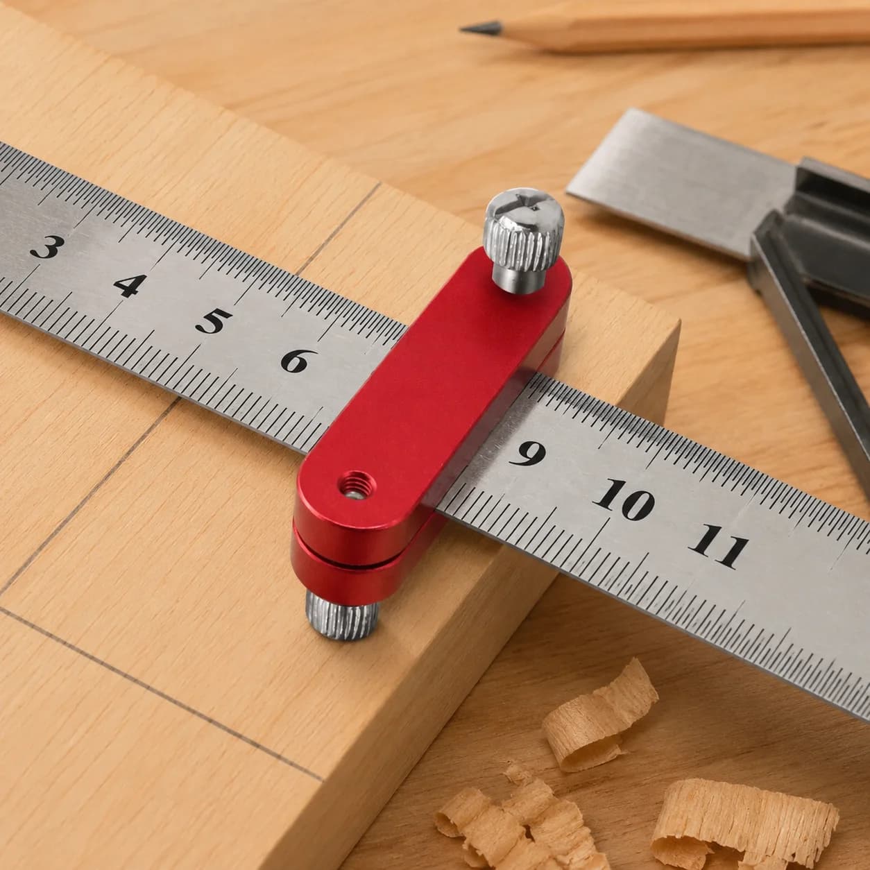Precision Steel Ruler Stop Block for Woodworking
