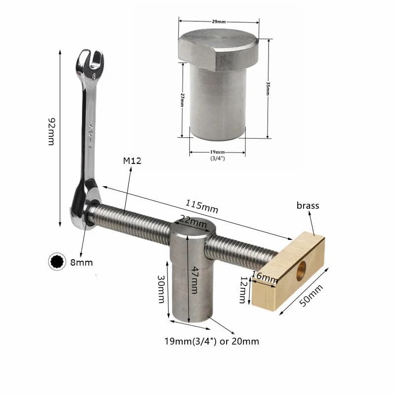 Adjustable Desktop Clip Clamp for 19/20mm Workbench