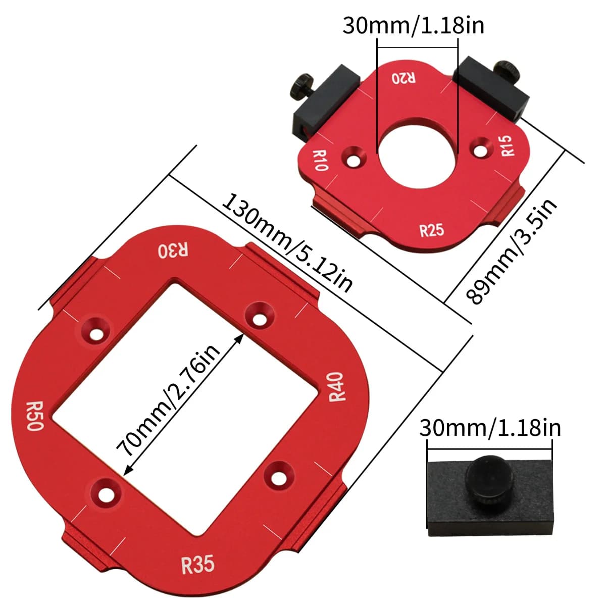 4-in-1 Router Corner Radius and Arc Angle Template