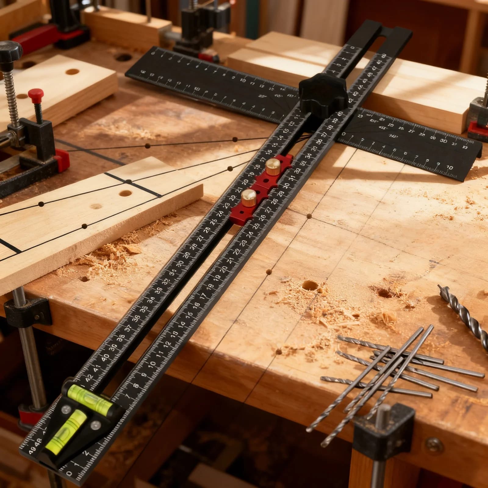2-in-1 Aluminum T-Ruler and Drilling Template, 54cm
