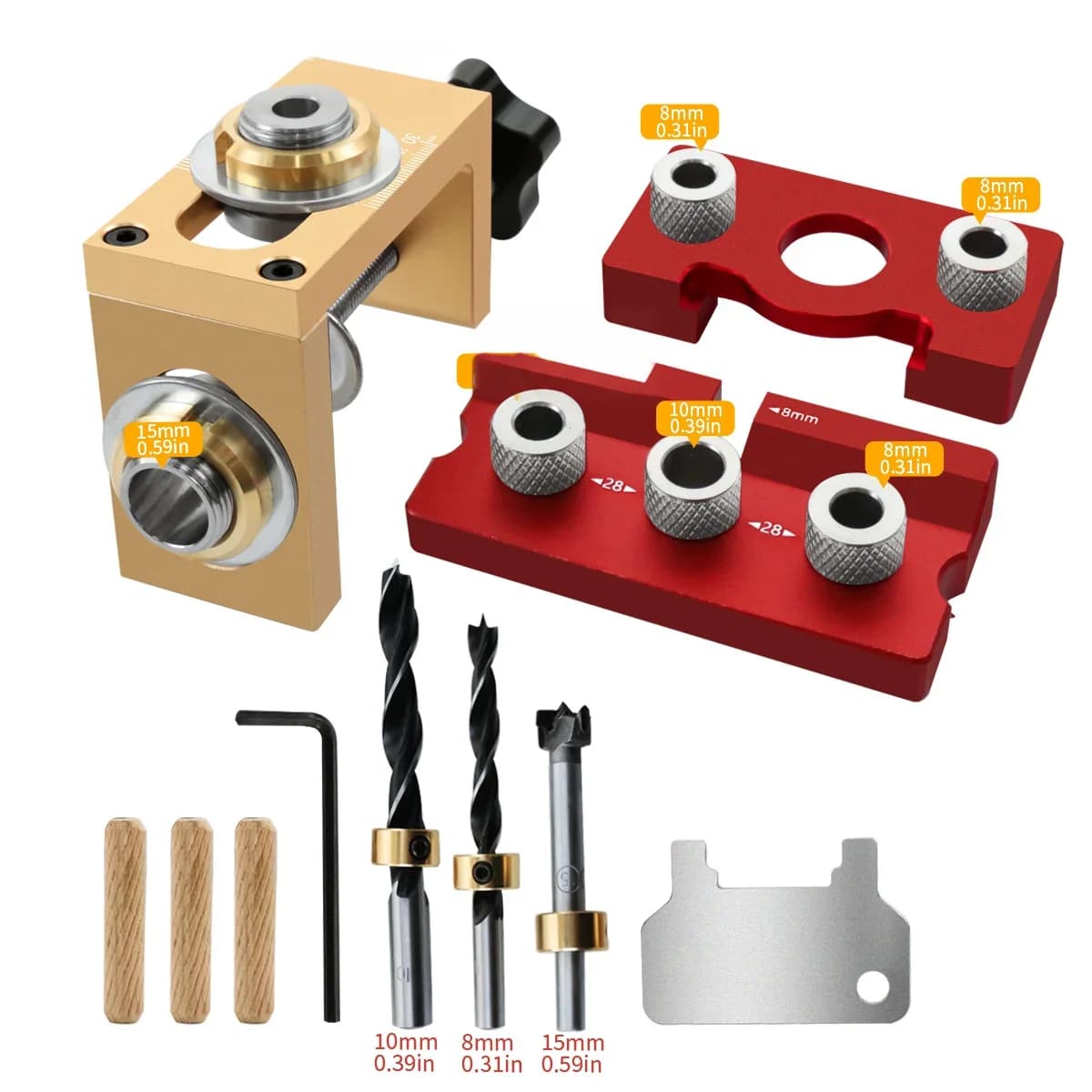 3-in-1 Adjustable Dowel Jig Drill Kit for Woodworking