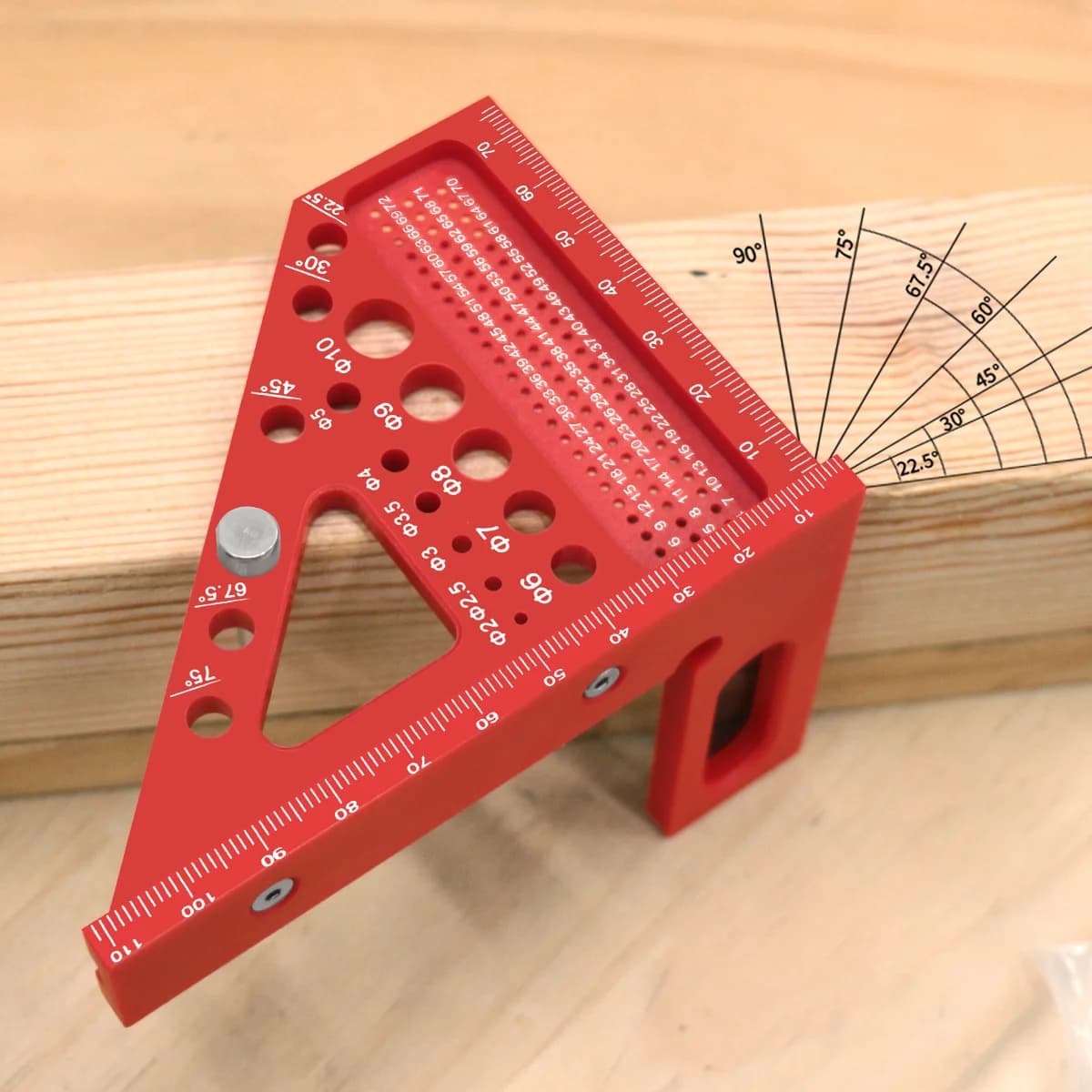 3D Multi-Angle Plastic Measuring Ruler with Protractor