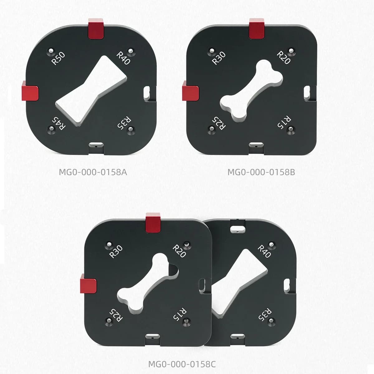 Aluminum Router Corner Radius Template Set, R15-R50