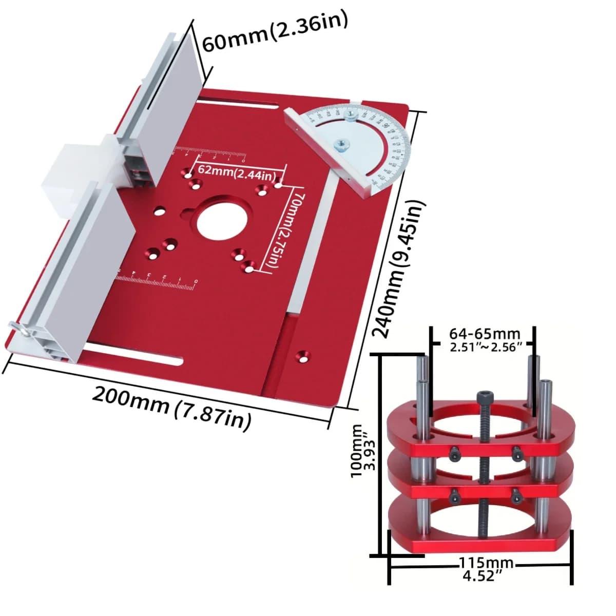 Aluminum Router Lift Kit for 65mm Trim Routers