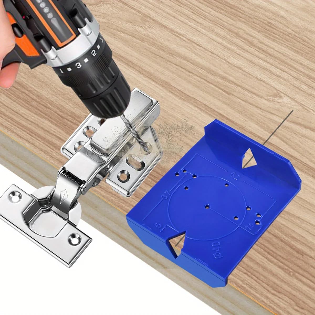 Cabinet Door Hinge Drilling Locator Template, 35/40mm