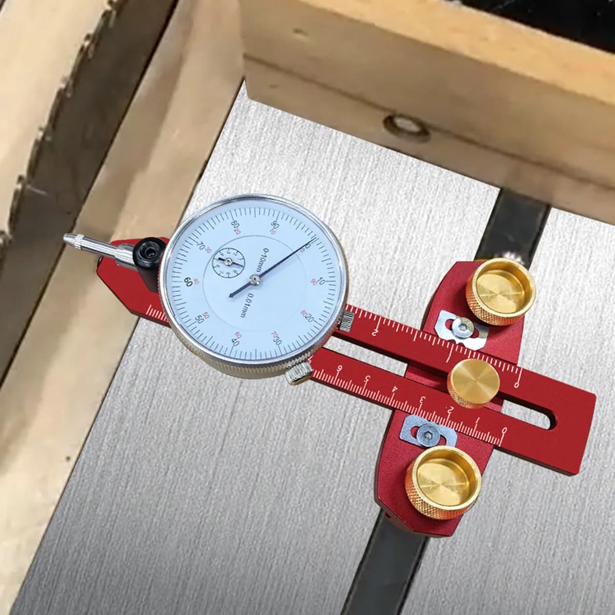 Table Saw Alignment Gauge Jig with Dial Indicator