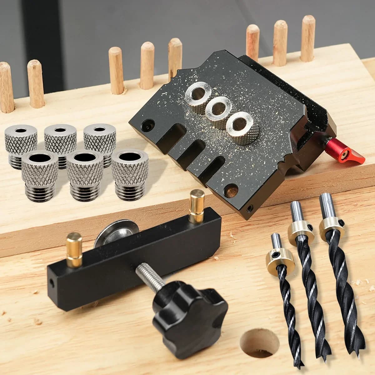 Self-Centering Doweling Jig Kit for Straight Holes
