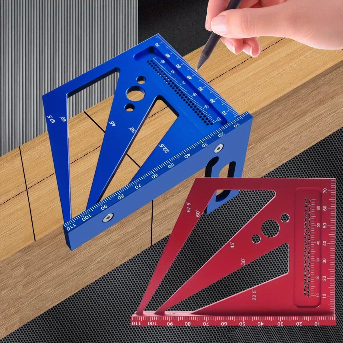 Aluminum Multi-Angle Square Ruler Protractor 22.5-90 Degree