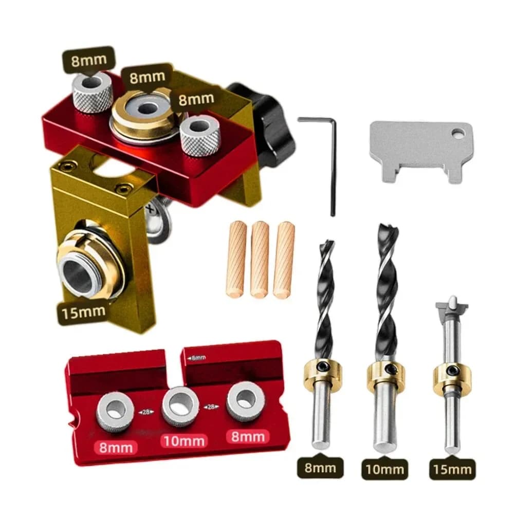 3-in-1 Adjustable Doweling Jig Kit for Woodworking Joints