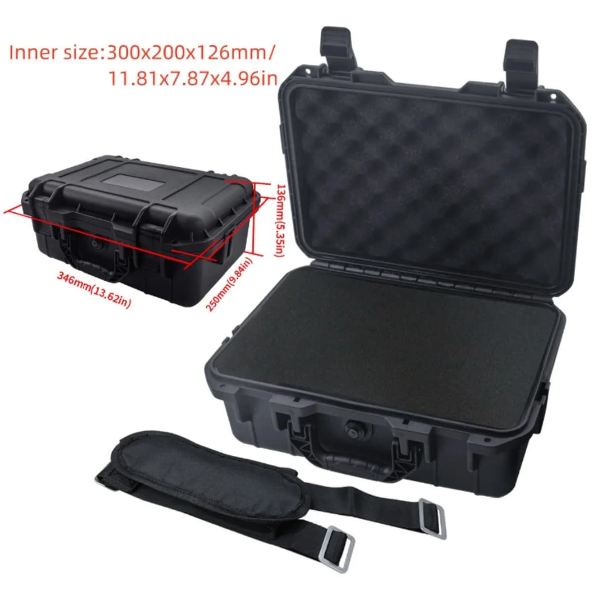 Hard Case with Pre-Cut Foam Padding and Shoulder Strap