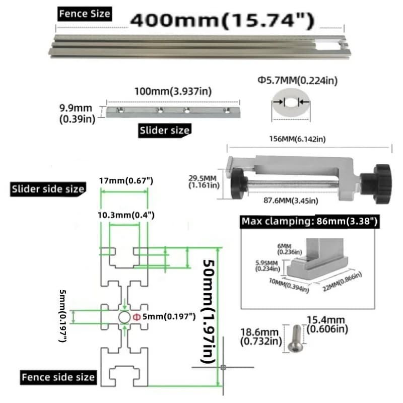 400mm Aluminum Trimming Machine Guide Rail