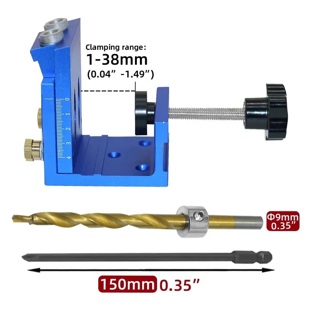 Adjustable Pocket Hole Jig Kit with 9mm Drill Guide