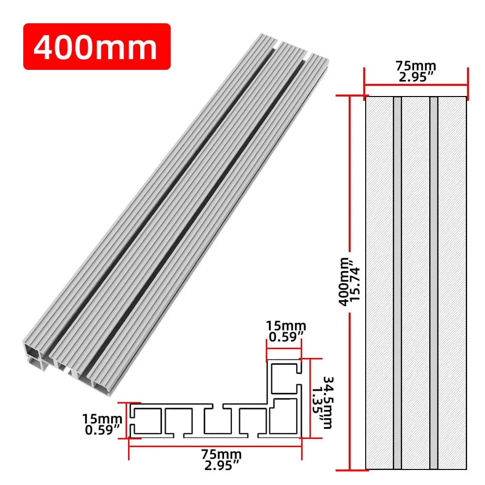 Aluminum Miter Track T-Slot Bracket for Table Saw, 30-80cm