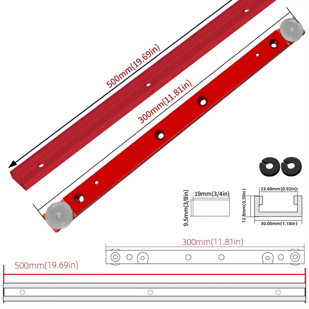 2pcs Aluminum T-Track Miter Bar Slider Kit