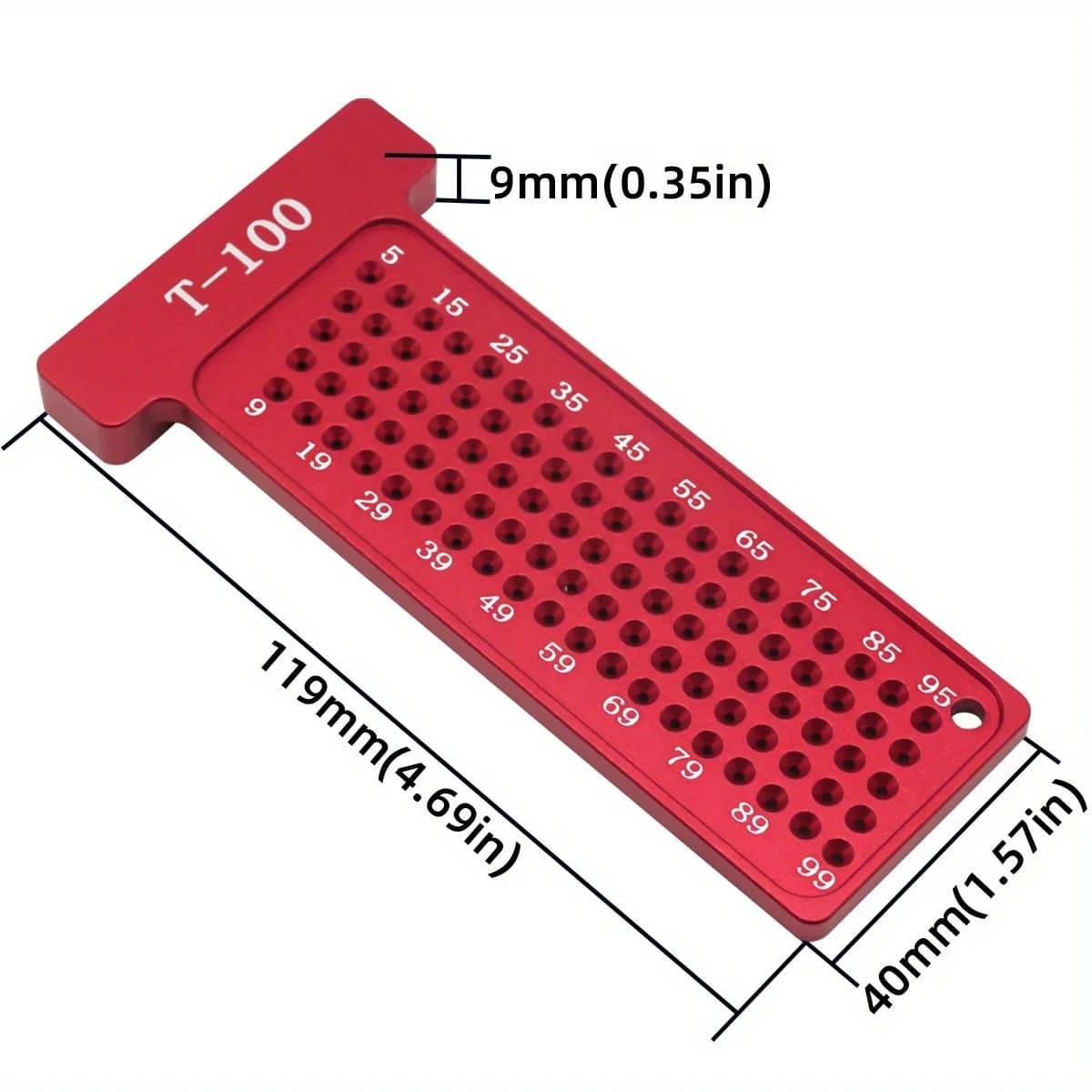 Aluminum Woodworking Scribe T-Square and Hole Ruler