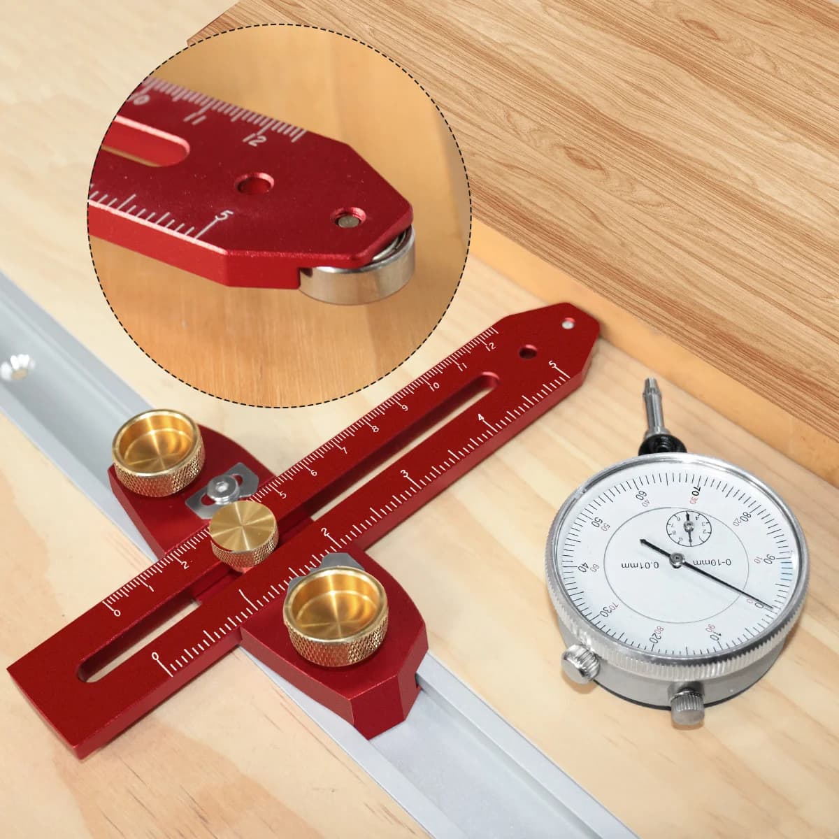 Table Saw Alignment Gauge Jig with Dial Indicator