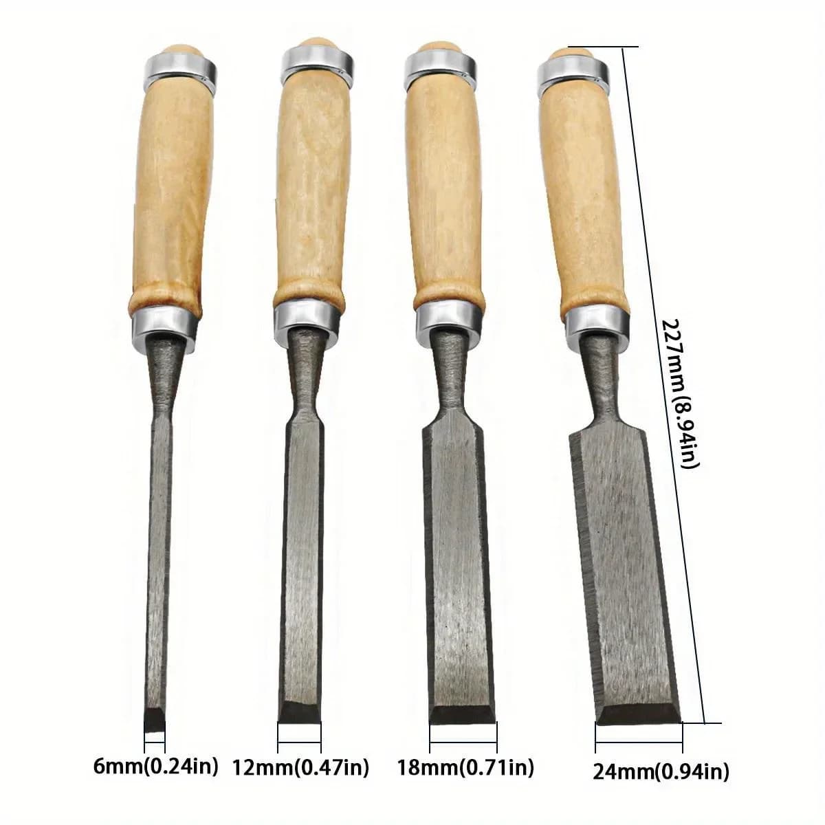4-Piece Wood Carving Chisel Set with Beech Handles