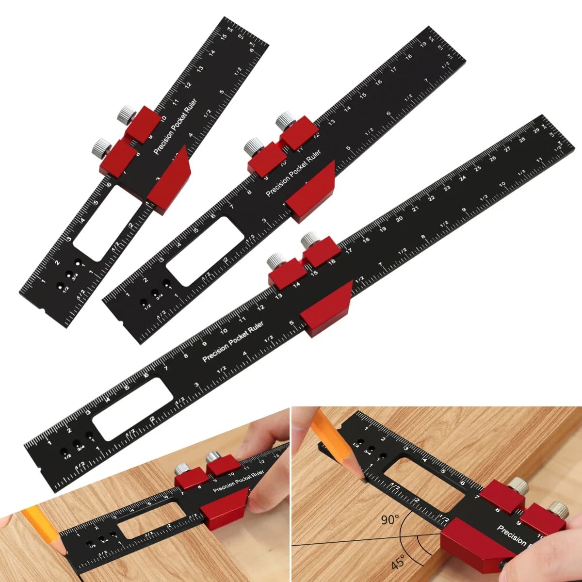 Precision Aluminum Slide Ruler with Slide Stops