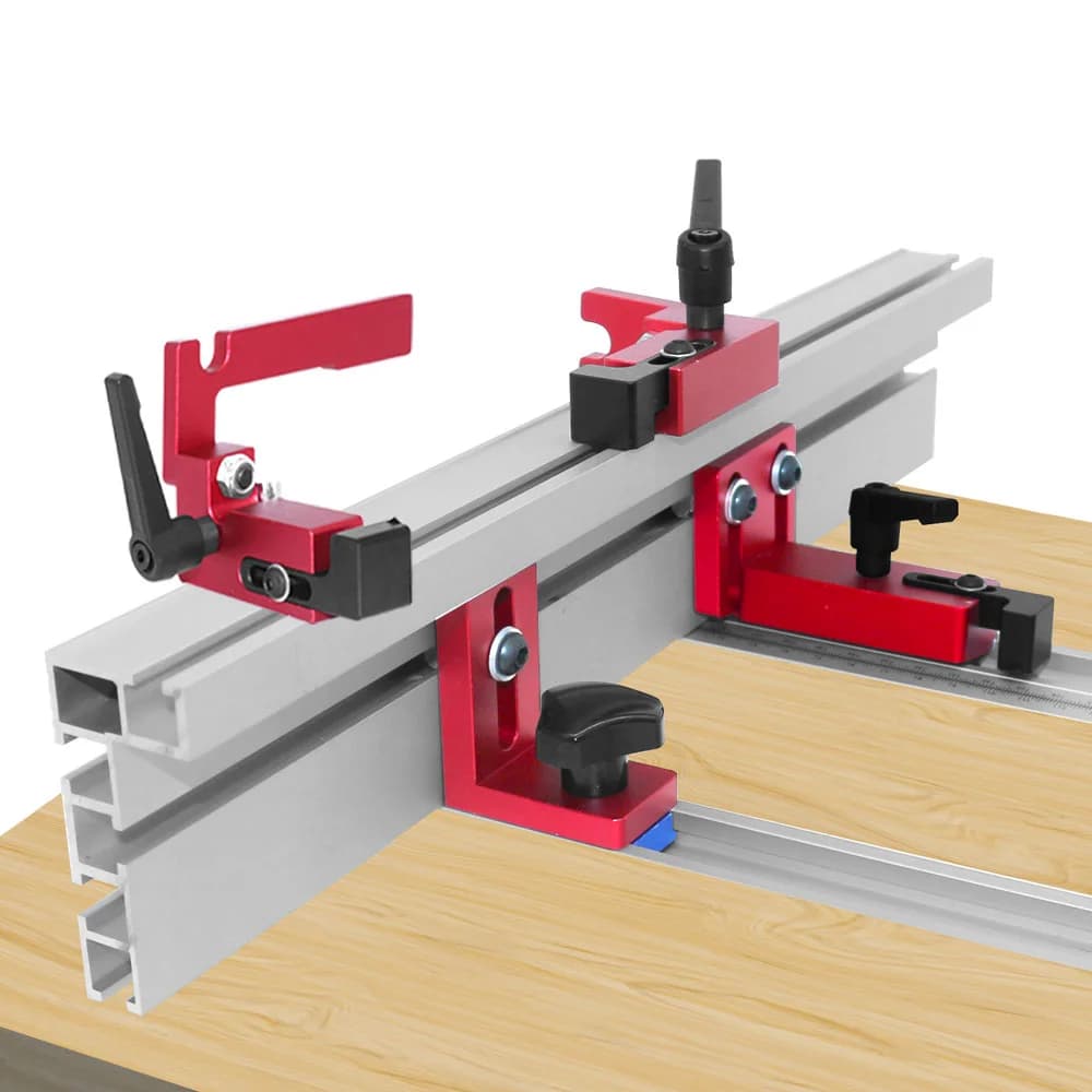 Aluminum T-Track Stop and Miter Track Fence for Workbenches