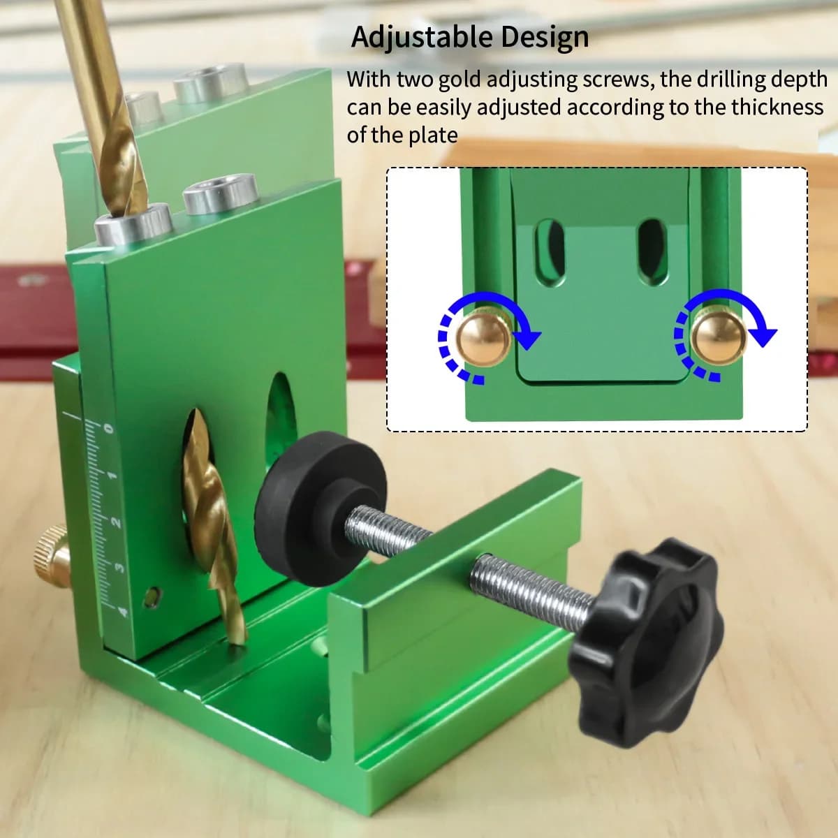 Angled Pocket Hole Drill Guide Jig with Clamps
