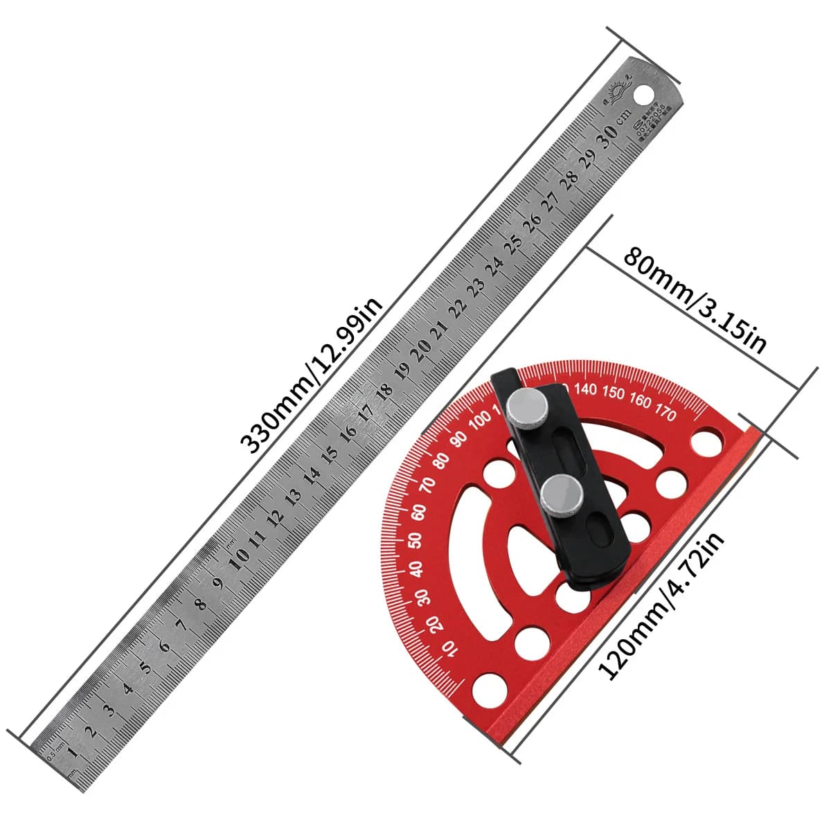 Aluminum 180 Degree Precision Protractor and Scribe