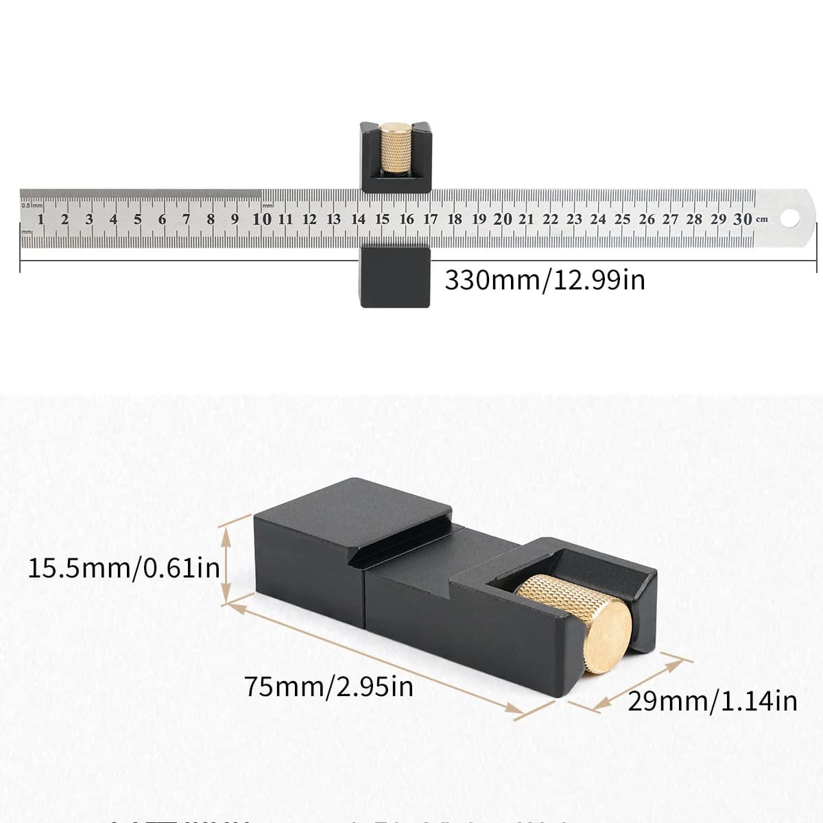 Adjustable Locking Drawing Ruler with Slide Stop