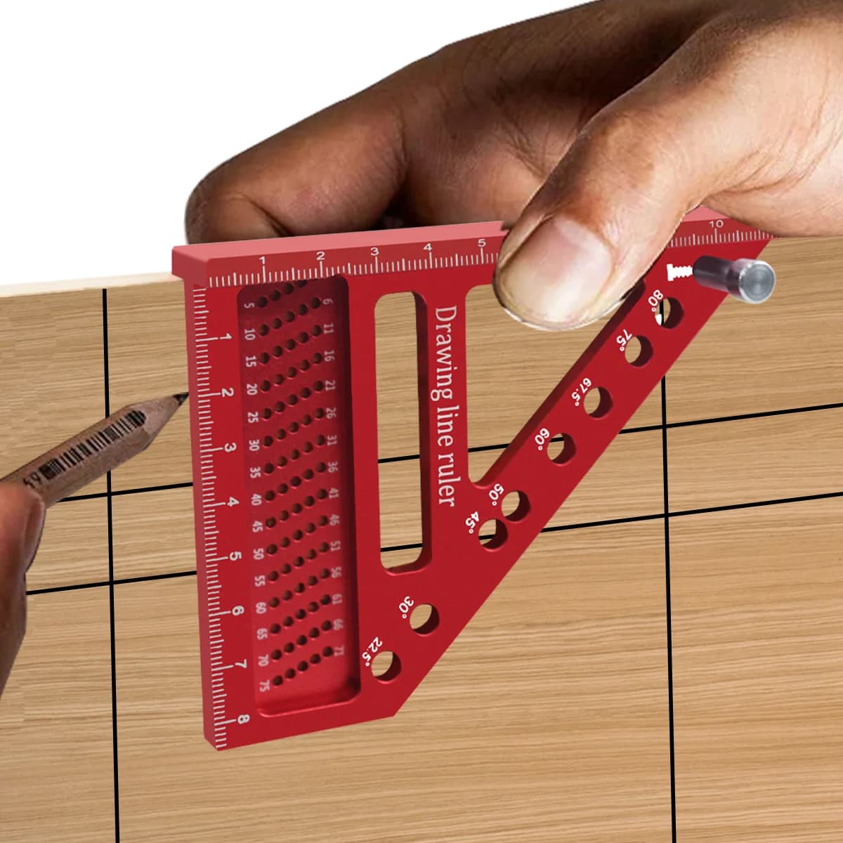 Aluminum Multi-Angle Measuring Ruler with Dowel Pins