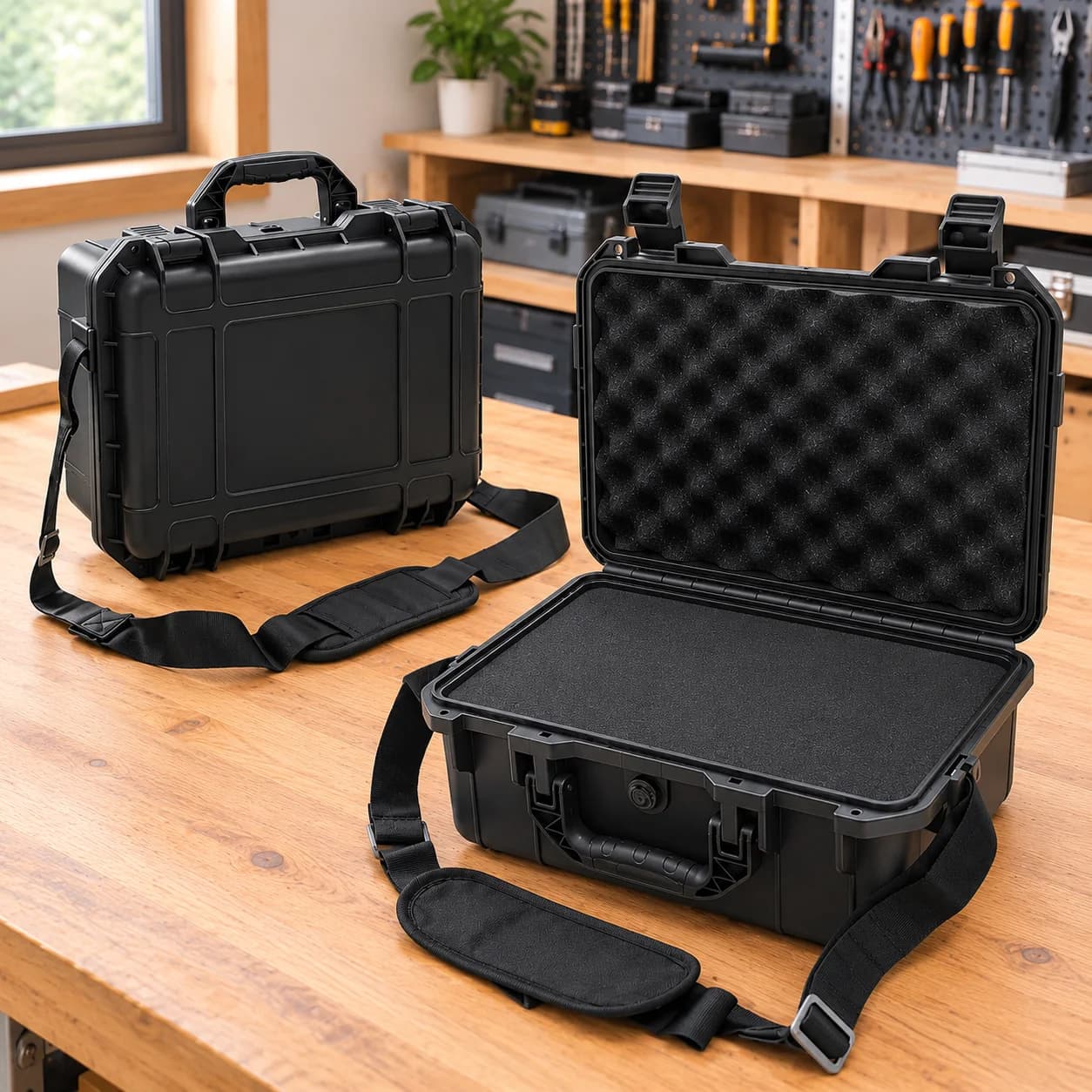 Hard Case with Pre-Cut Foam Padding and Shoulder Strap
