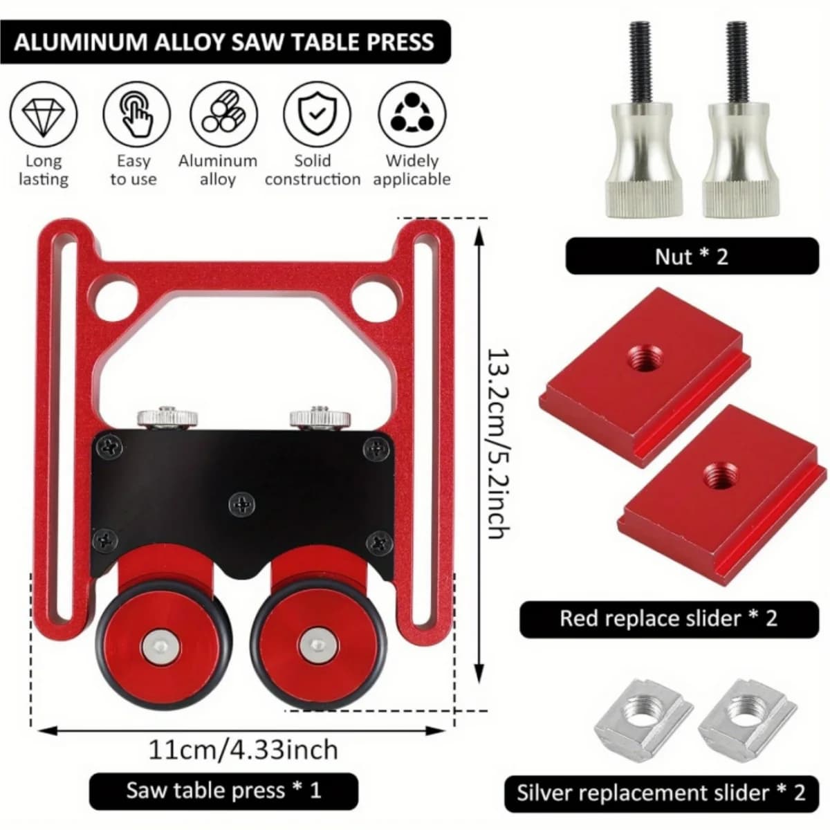 Adjustable Aluminum Table Saw Feeding Guide Roller