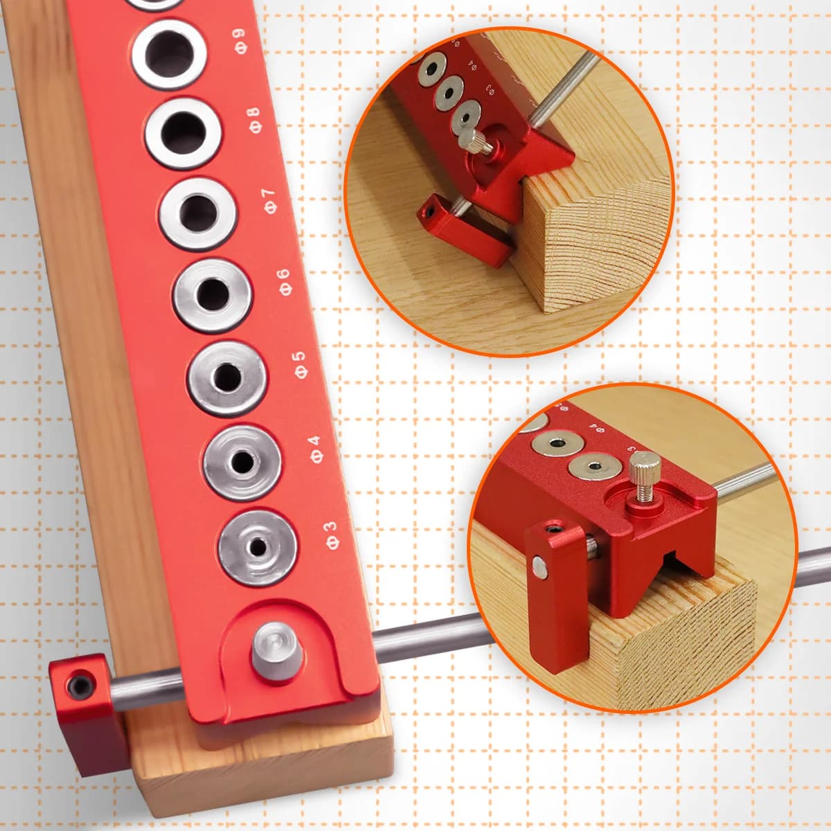 Extended Wood Dowel Jig with Positioning Rods