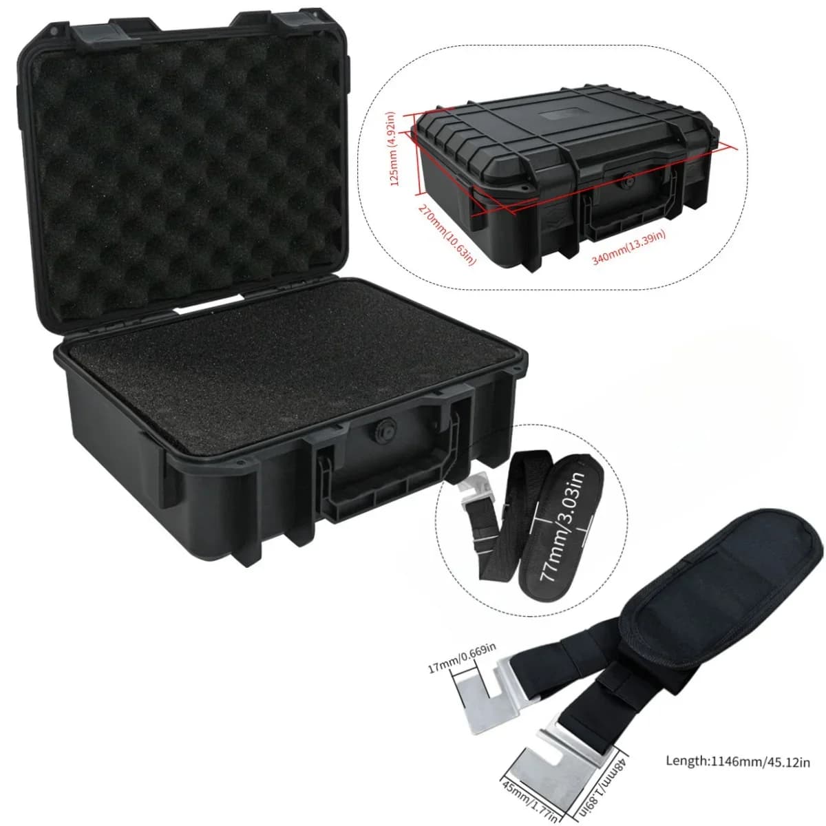 Waterproof Hard Carry Case with Shoulder Strap