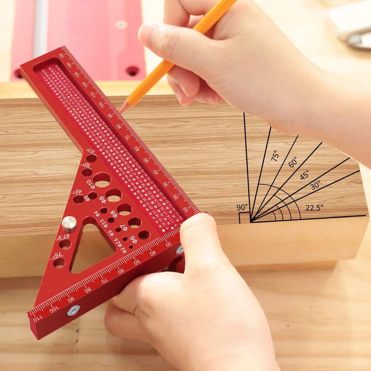 Extended 3D Multi-Angle Measuring Ruler with Dowel Pin
