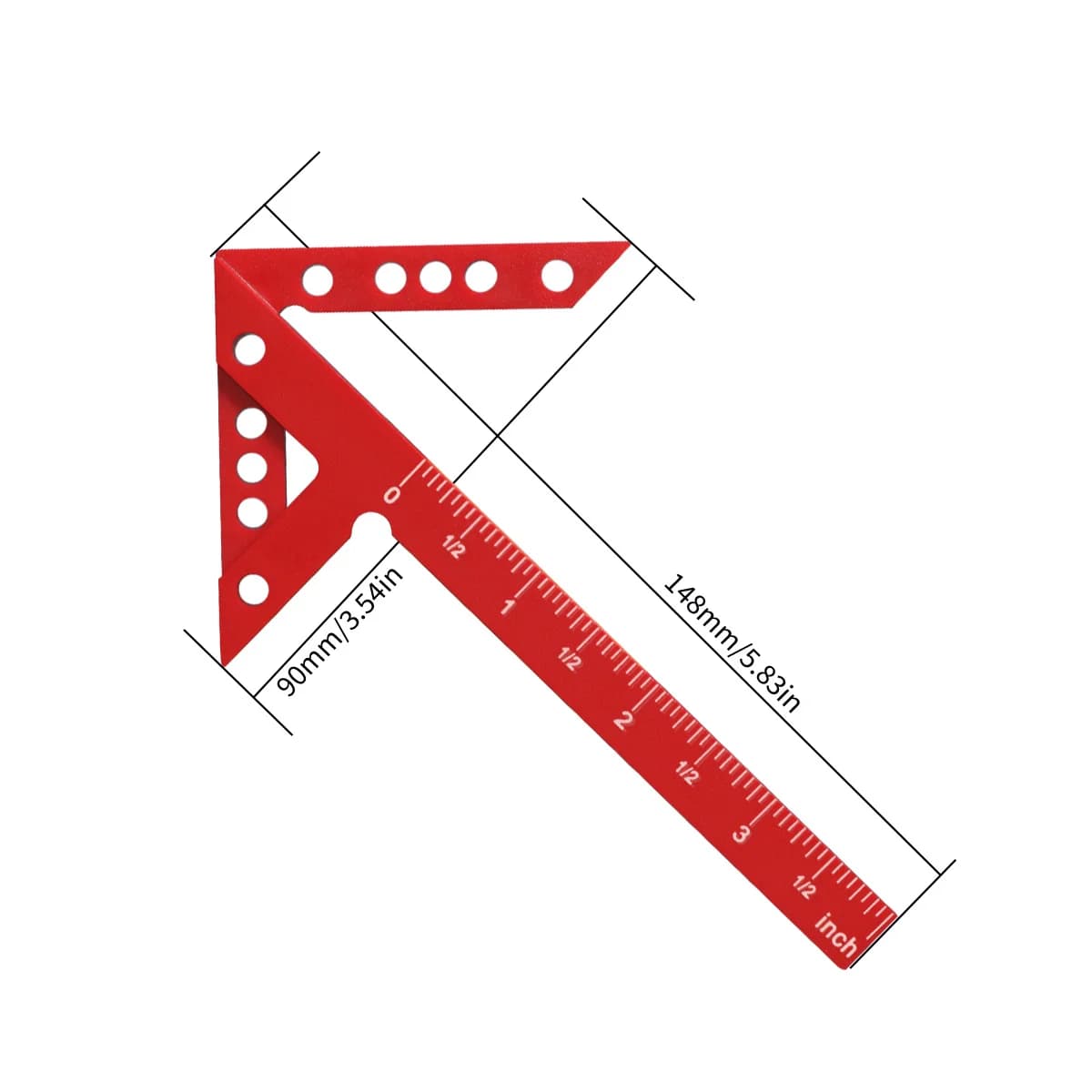 Plastic Center Positioning Ruler with 45 and 90 Degree Marks